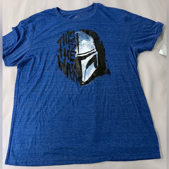 The Mandalorian Shirt Mens Sz 2XL  Blue Graphic Crew Neck Short Sleeve Star Wars - Picture 6 of 8